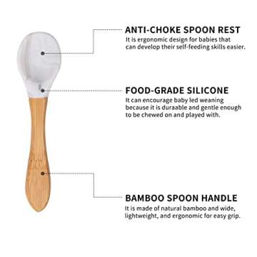 Baby Bamboo Plate and Bowl Set with Suction for Feeding