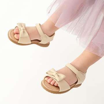 DREAM PAIRS KSD213 Toddler Girls Sandals Fashion Bow Summer Shoes Khaki 9 Toddler
