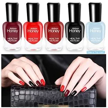 Abitzon New Nail Polish Set (10 Bottles) Non-Toxic Eco-Friendly Easy Peel Off and Quick Dry Water Ba...