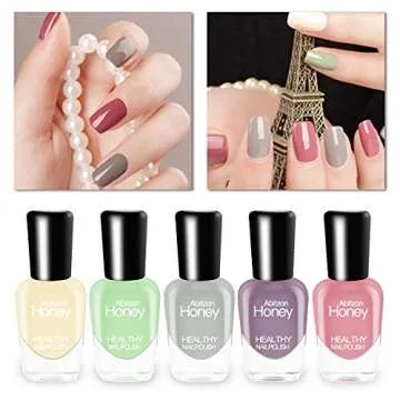 Abitzon New Nail Polish Set (10 Bottles) Non-Toxic Eco-Friendly Easy Peel Off and Quick Dry Water Based Nail Polish