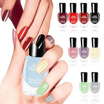 Abitzon New Nail Polish Set (10 Bottles) Non-Toxic Eco-Friendly Easy Peel Off and Quick Dry Water Based Nail Polish