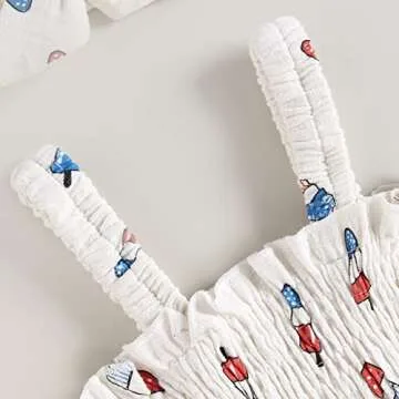 Bonangber 4th of July Baby Girl Romper with Headband