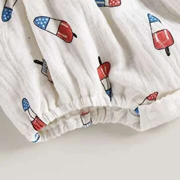 Bonangber 4th of July Baby Girl Romper with Headband