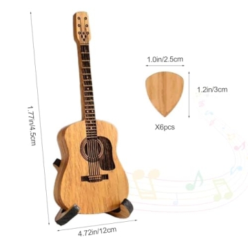 Heqxwl Wooden Guitar Pick Box with Engraved Picks