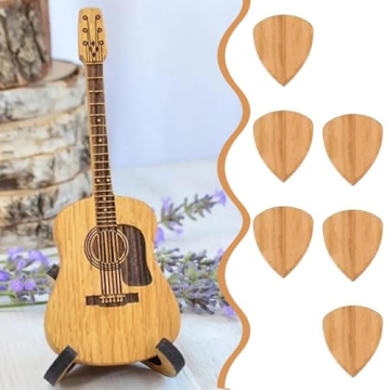 Heqxwl Wooden Guitar Pick Box with Engraved Picks
