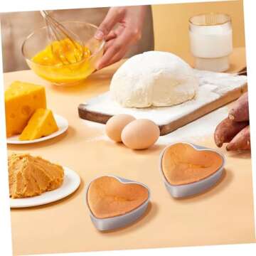 BESTonZON Heart Pan 5pcs Heart Cake heart shape cake pan heart shaped pizza pan 4 inch cake pan, Aluminum Heart Heart Cake Pan