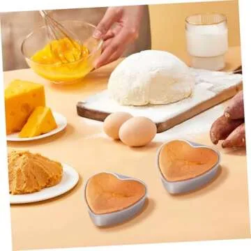 BESTonZON Heart Pan 5pcs Heart Cake heart shape cake pan heart shaped pizza pan 4 inch cake pan, Aluminum Heart Heart Cake Pan