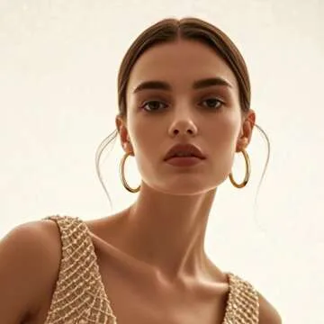 Gacimy Chunky Gold Hoop Earrings for Women 14K Gold Plated, 925 Sterling Silver Post Gold Hoops for ...