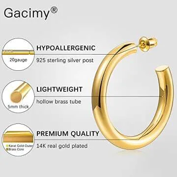 Gacimy Gold Chunky Hoop Earrings - Affordable Elegance