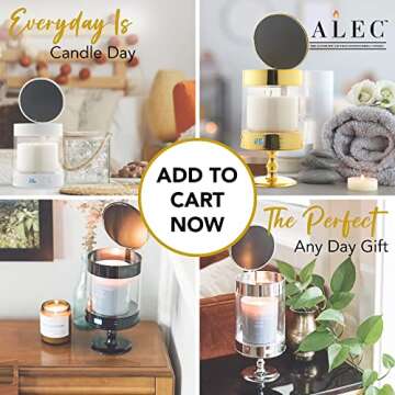ALEC (Old Plastic Model) Clear Hurricane Automatic Candle Holder & Extinguisher with Rechargeable Timer Lid & Stand | Large Black Pillar & Votive Candle Holders for Home Centerpiece Table Decorations