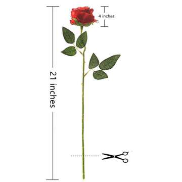 Laelfe 12 pcs Artificial Red Roses Flowers Long Stem Fake Silk Rose for Home Wendding Decorations(Red)