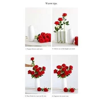 Laelfe 12 pcs Artificial Red Roses Flowers Long Stem Fake Silk Rose for Home Wendding Decorations(Red)