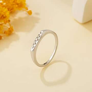 YeGieonr Handmade Flower Signet Ring-Minimalistic Statement Ring with Botanical Engraved-Delicate Personalized Jewelry Gift for Women