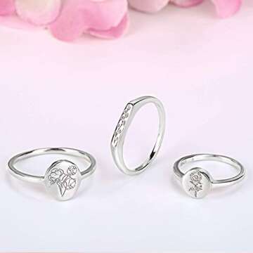 YeGieonr Handmade Flower Signet Ring-Minimalistic Statement Ring with Botanical Engraved-Delicate Personalized Jewelry Gift for Women