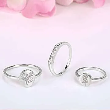 YeGieonr Handmade Flower Signet Ring-Minimalistic Statement Ring with Botanical Engraved-Delicate Personalized Jewelry Gift for Women