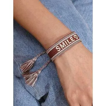 MenglisiMenglisiFestiKit Women's Stainless Steel Narrow Bracelet 18k Gold Plated Orange Oval Bangle with Letter 'SMILE' 2 Pcs