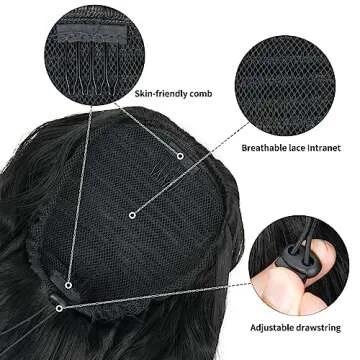 26 inch Black Ponytail Extension, Drawstring Ponytail for Women, Long Wavy Pony Tails Hair Extension...