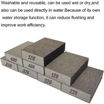 8 PCS Sanding Sponge Assortment, 2 PCS Each of 120 220 320 400 Grit -Coarse Medium Fine Hand Sanding Block Sandpaper Sponge for Metal Wood-Working Home Cleaning Drywall