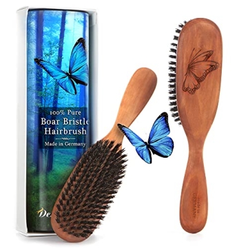 100% Natural Boar Bristle Hairbrush for Healthy Hair - Gentle Care, Made in Germany