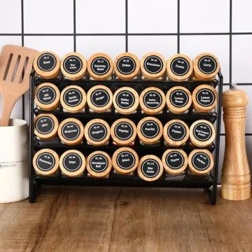 Glass Spice Jars with Bamboo Lids Kitchen Organizer Set