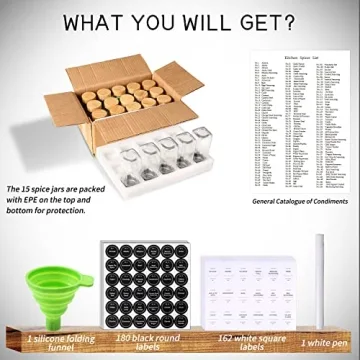 Glass Spice Jars with Bamboo Lids Kitchen Organizer Set