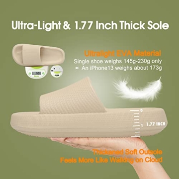 EQUICK Cloud Slides Pillow Slippers - Ultra Soft Shower Sandals