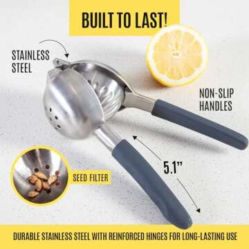Effortless Stainless Steel Lemon Squeezer - Max Juice Yield