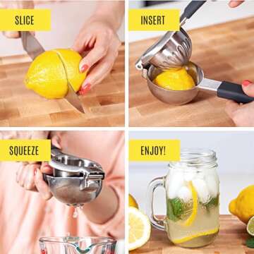 Effortless Stainless Steel Lemon Squeezer - Max Juice Yield