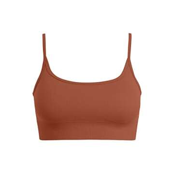 QINSEN Workout Leggings for Women High Waist,Seamless Running Sport Bra 2 Piece Outfits Set Rust M