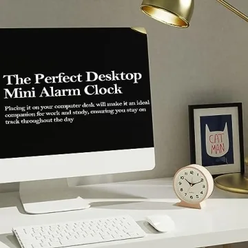 AYRELY® 4.5" Analog Alarm Clock,Small Retro Desk Clock Battery Operated,Slient Metal Table Clock with Light for Living Room Decor,Bedroom,Bedside,Shelf(Pink)