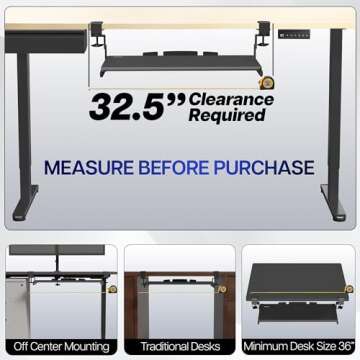 VIVO Large Height Adjustable Under Desk Keyboard Tray, C-clamp Mount System, 27(33 Including Clamps) x 11 inch Slide-Out Platform Computer Drawer for Typing, Black, MOUNT-KB05HB