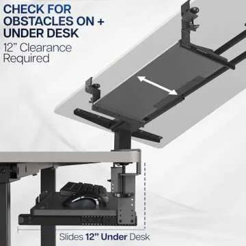 VIVO Large Height Adjustable Under Desk Keyboard Tray, C-clamp Mount System, 27(33 Including Clamps) x 11 inch Slide-Out Platform Computer Drawer for Typing, Black, MOUNT-KB05HB