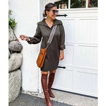 Chic BTFBM V Neck Knit Mini Sweater Dress for Women