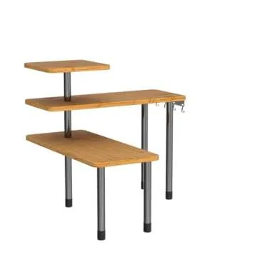 ZHWS Kitchen Countertop Organizer, Kitchen Corner Shelf, Adjustable 3 Tier Bathroom Counter Organizer with 4 Hooks, Coffee Bar Organizer, Counter Corner Shelf for Spice Rack, Over Sink, Dresser Table