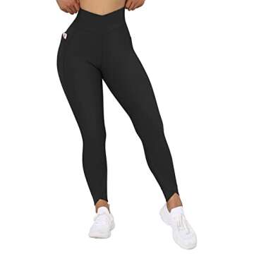 MOOSLOVER V Cross Waist Butt Lifting Leggings for Women