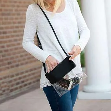 AUONY Clear Crossbody Purse, Gym Zippered Tote Bags for Work, School, Sports