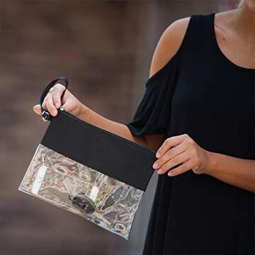 AUONY Clear Crossbody Purse, Gym Zippered Tote Bags for Work, School, Sports