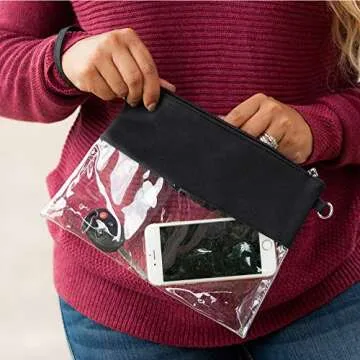 AUONY Clear Crossbody Purse, Gym Zippered Tote Bags for Work, School, Sports