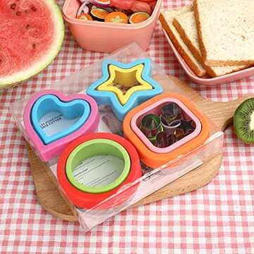 10pcs Stainless Steel Sandwich Cutter and Sealer Set for Kids, Star & Heart & Circle & Square Shape food Cutters,Cookie Cutters Vegetable Fruit Bread Biscuit Cutters for Kids Lunch and Bento Box