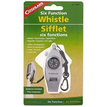 Coghlan's Six-Function Whistle with LED Light,Silver