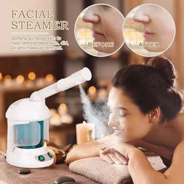 SUPER DEAL Hair Steamer PRO 3 in 1 Multifunction Ozone Facial Steamer with Bonnet Hood Attachment, Hair Therapy & Face Steamer for Personal Care Use at Home or Salon