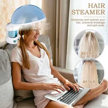 SUPER DEAL Hair Steamer PRO 3 in 1 Multifunction Ozone Facial Steamer with Bonnet Hood Attachment, Hair Therapy & Face Steamer for Personal Care Use at Home or Salon