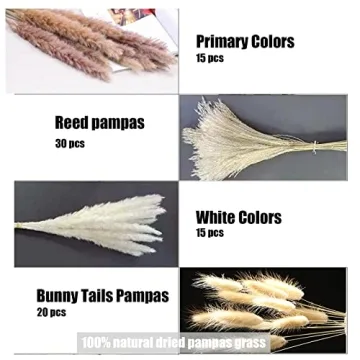 Natural Dried Pampas Grass 110 pcs for Home Decor