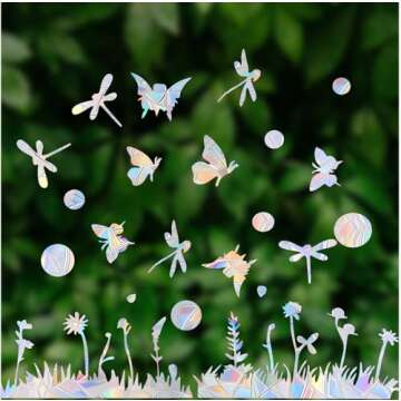 SHAWULA Grass 23PCS Anti-Collision Window Decals, Non-Adhesive Reusable Vinyl Rainbow Window Stickers for Bird Strikes Protection & Home Decoration