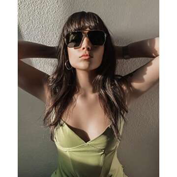 Hycredi Oversized Polarized Sunglasses for Women Men Retro Square Trendy Sun Glasses Classic Large Metal Shades UV400(Black/Grey+Black/Yellow)