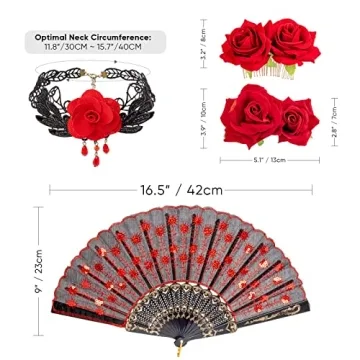 DRESHOW Rose Flower Hair Clip & Earrings Set