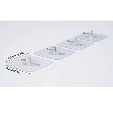 LAJAR 12Pcs Adhesive Wall Screws Hanging Nails, Screw Stickers for Hanging Shelves, Shower, Kitchen (8mm)