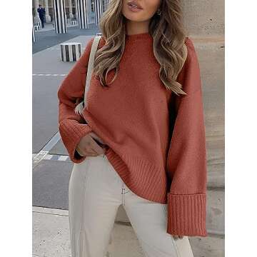 ANRABESS Women's Oversized Crewneck Long Sleeve Fuzzy Knit Casual Chunky Warm 2025 Fall Pullover Swe...