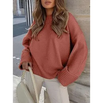Women's Oversized Fuzzy Knit Sweater for Casual Fall Wear