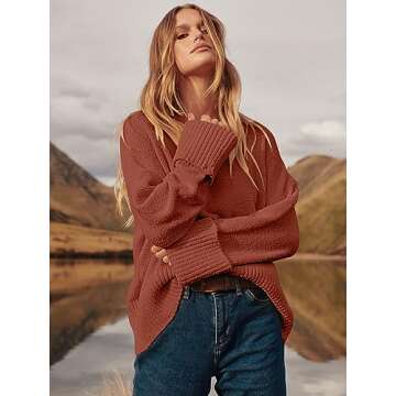 Women's Oversized Fuzzy Knit Sweater for Casual Fall Wear
